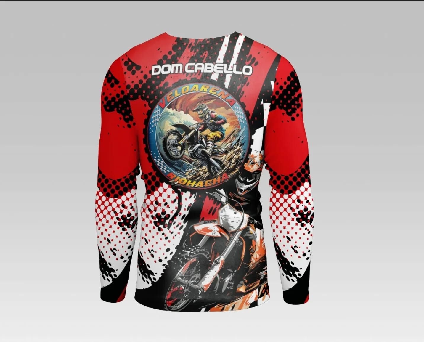 Diseño de camiseta manga larga roja y negra para Dom Cabello