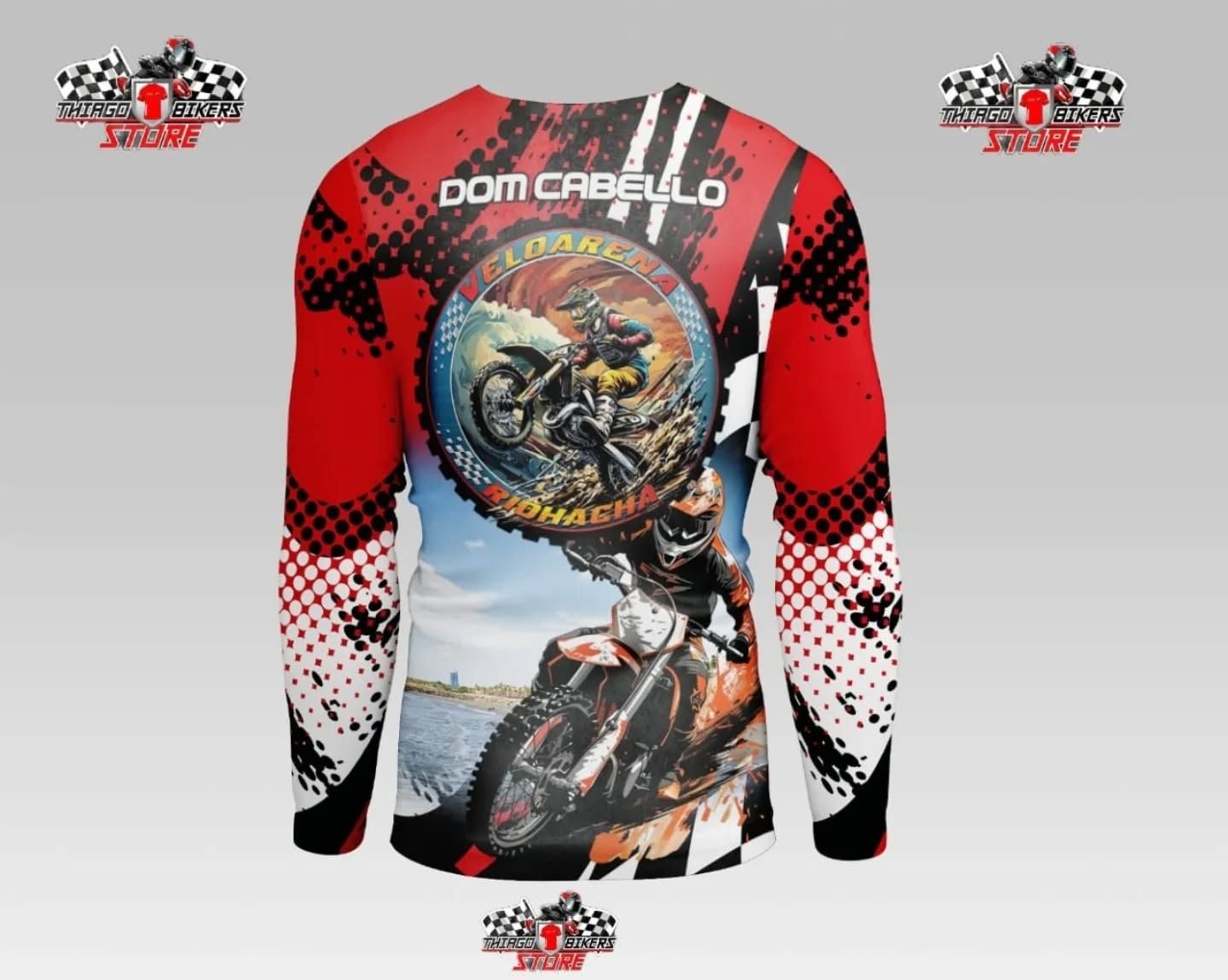 Diseño de camiseta manga larga roja y negra para Dom Cabello